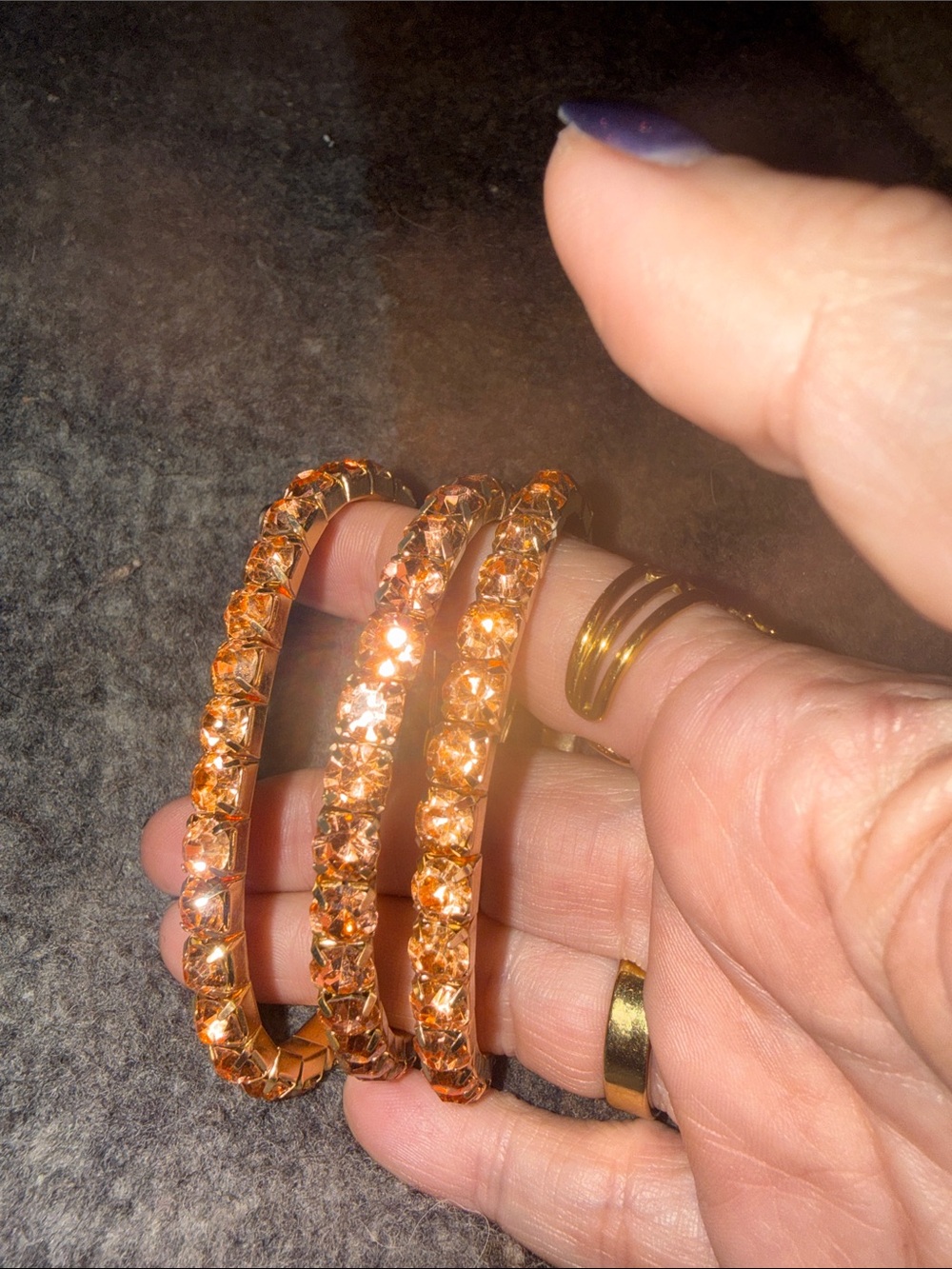 Gold-Tone Orange Crystal Bangle Bracelet Set